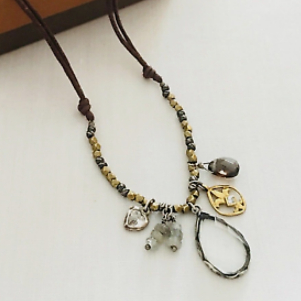 SILPADA 925 SILVER RAINDROP CORDED NECKLACE